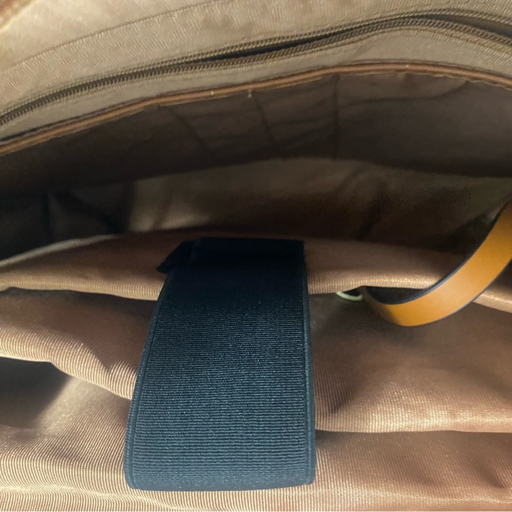 Brown and White Vegan Leather Laptop Bag - Picture 16 of 16